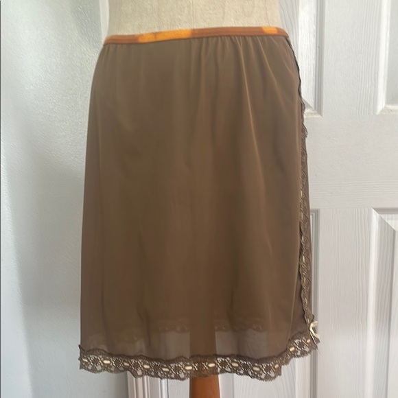 Vintage Vanity Fair Brown Lace half slip Skirt
